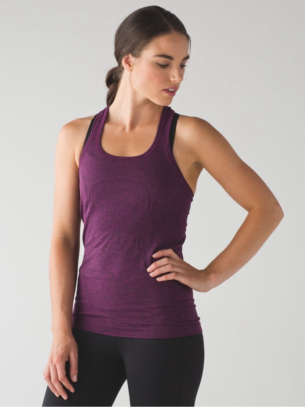 LULULEMON Swiftly Tech Racerback in Black Chilled Grape Sz. 8